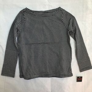 Kid’s Club Girls Long Sleeve Tee T-Shirt Top, Navy Blue & White Stripes, Size 7